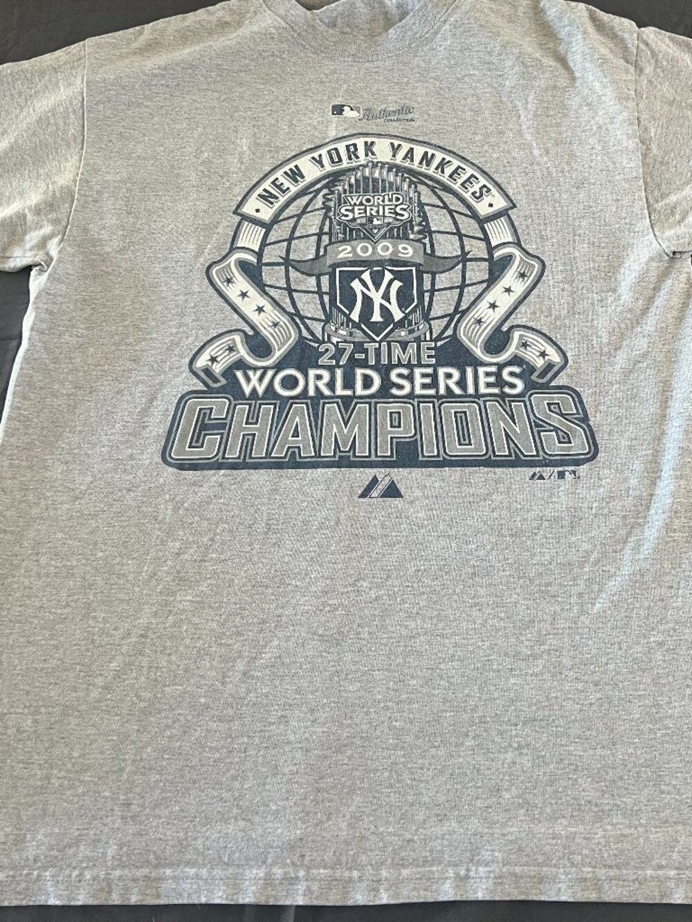 Vintage New York Yankees Jeter 2009 World Series Champions Grey T Shirt Med